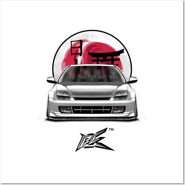 honda prelude stanced white Wall Art by naquash